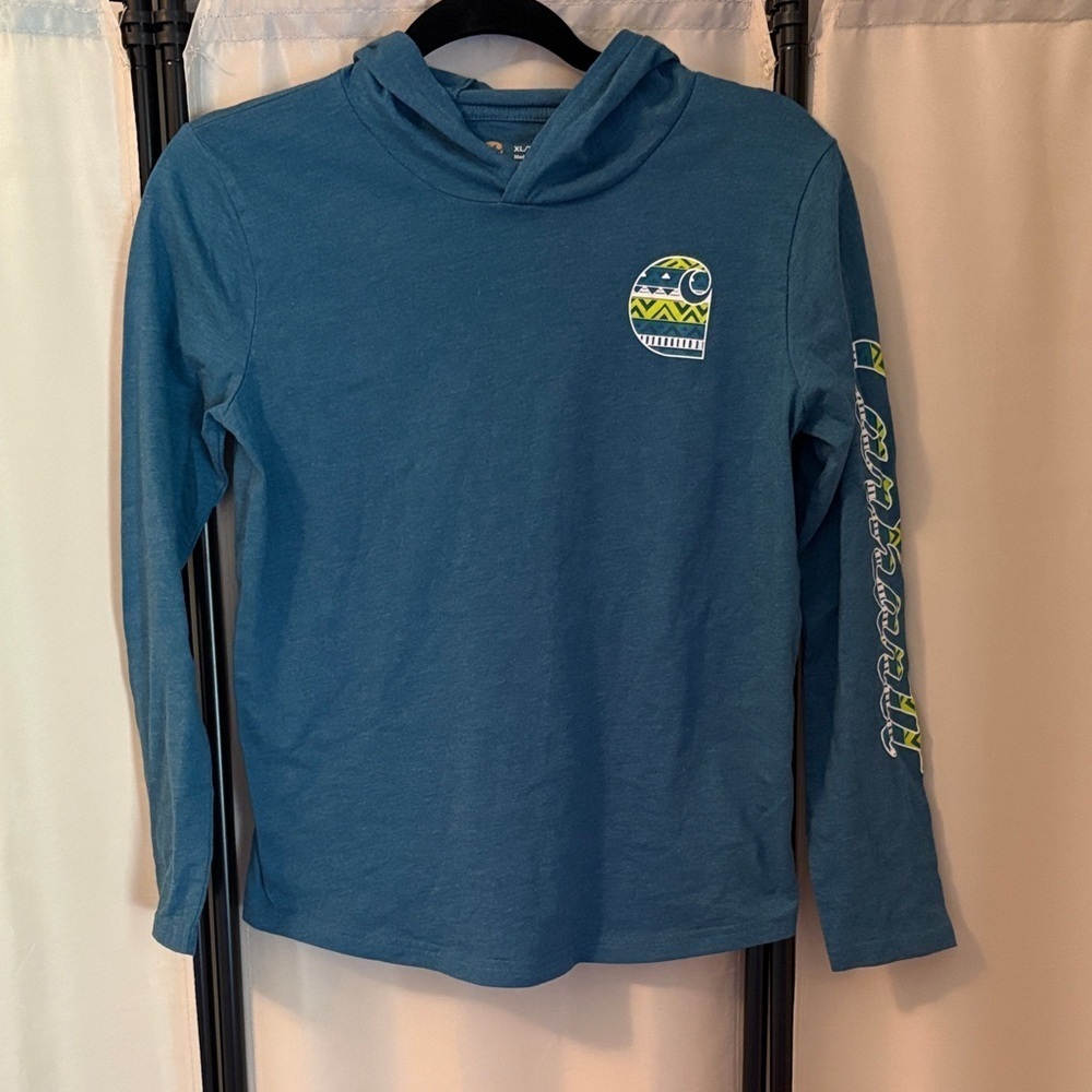 Carhartt Blue Kids Hoodie with Graphic Design